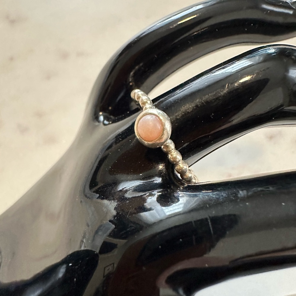 Authentic Pandora Sterling Silver and Pink Opal Ring Sz 6. 925 ALE